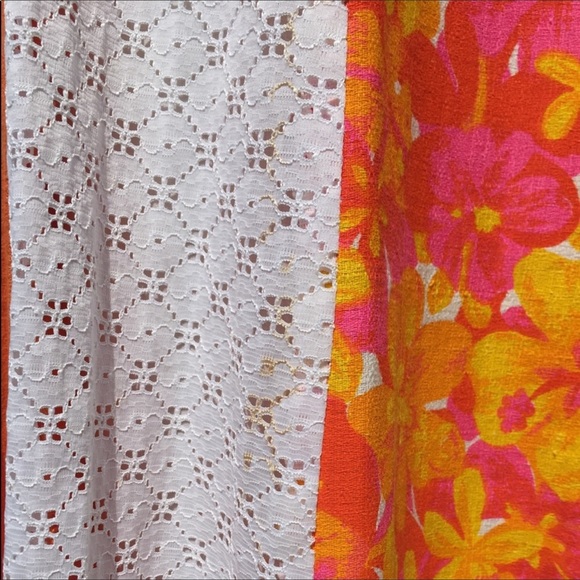 Vintage BoHo Hippie Orange White Patchwork Maxi - Picture 8 of 8